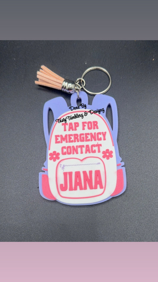Emergency Contact Backpack Tag