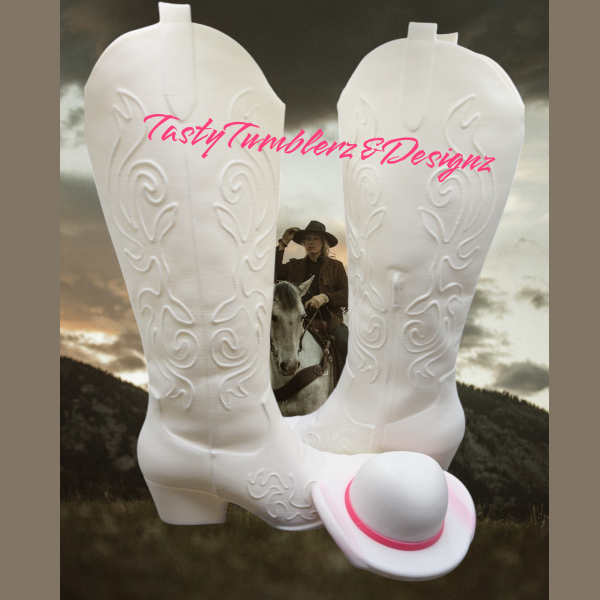 3D Cowboy Boots & Hat